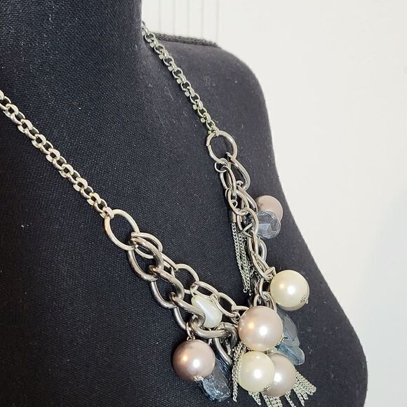 Silver Necklace With Multi Colored Stones - Picture 3 of 7